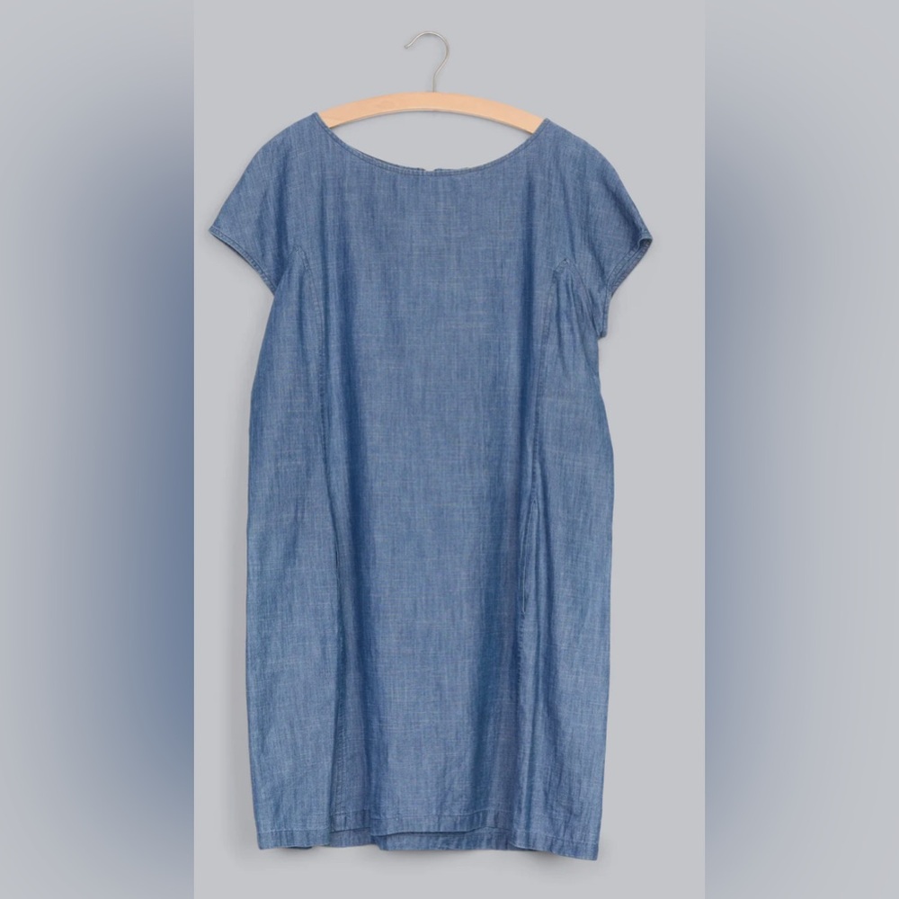 Eileen Fisher Tencel Fine Slub Chambray Dress, Size XL